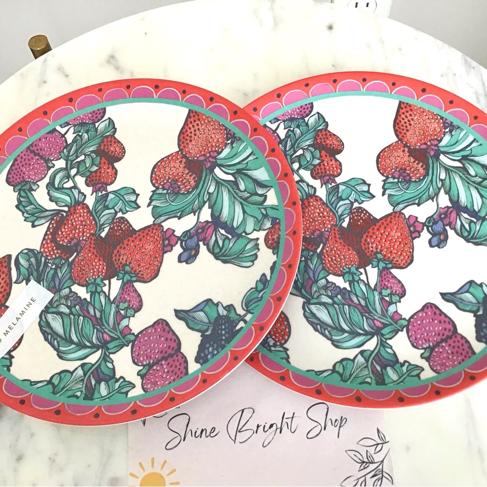 Anthropologie Alexandra Farmer Set of Two Bamboo Melamine Plates NWT